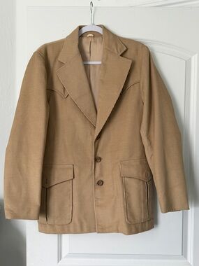 Vintage Pioneer Wear Corduroy Blazer Beige Western Mens 36 Made In USA 90s